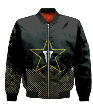 Vanderbilt Commodores Bomber Jacket 3D Printed Basketball Net Grunge Pattern