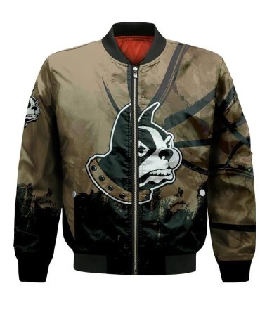 Wofford Terriers Bomber Jacket 3D Printed Basketball Net Grunge Pattern