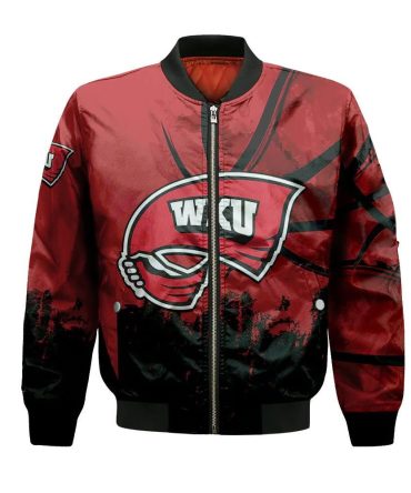 Western Kentucky Hilltoppers Bomber Jacket 3D Printed Basketball Net Grunge Pattern