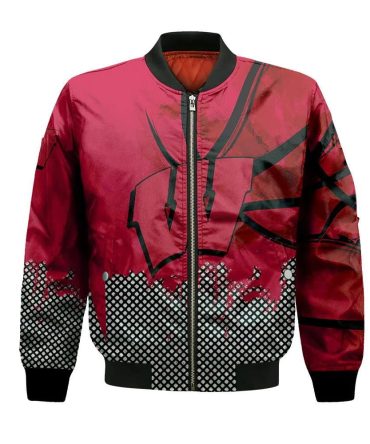 Wisconsin Badgers Bomber Jacket 3D Printed Basketball Net Grunge Pattern