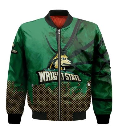 Wright State Raiders Bomber Jacket 3D Printed Basketball Net Grunge Pattern