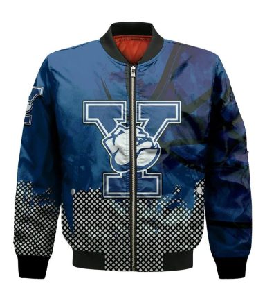 Yale Bulldogs Bomber Jacket 3D Printed Basketball Net Grunge Pattern