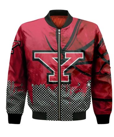 Youngstown State Penguins Bomber Jacket 3D Printed Basketball Net Grunge Pattern