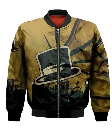 Wake Forest Demon Deacons Bomber Jacket 3D Printed Basketball Net Grunge Pattern