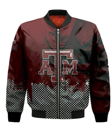 Texas A&M Aggies Bomber Jacket 3D Printed Basketball Net Grunge Pattern