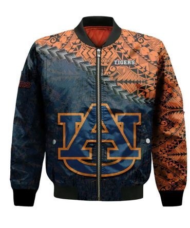 Auburn Tigers Bomber Jacket 3D Printed Grunge Polynesian Tattoo