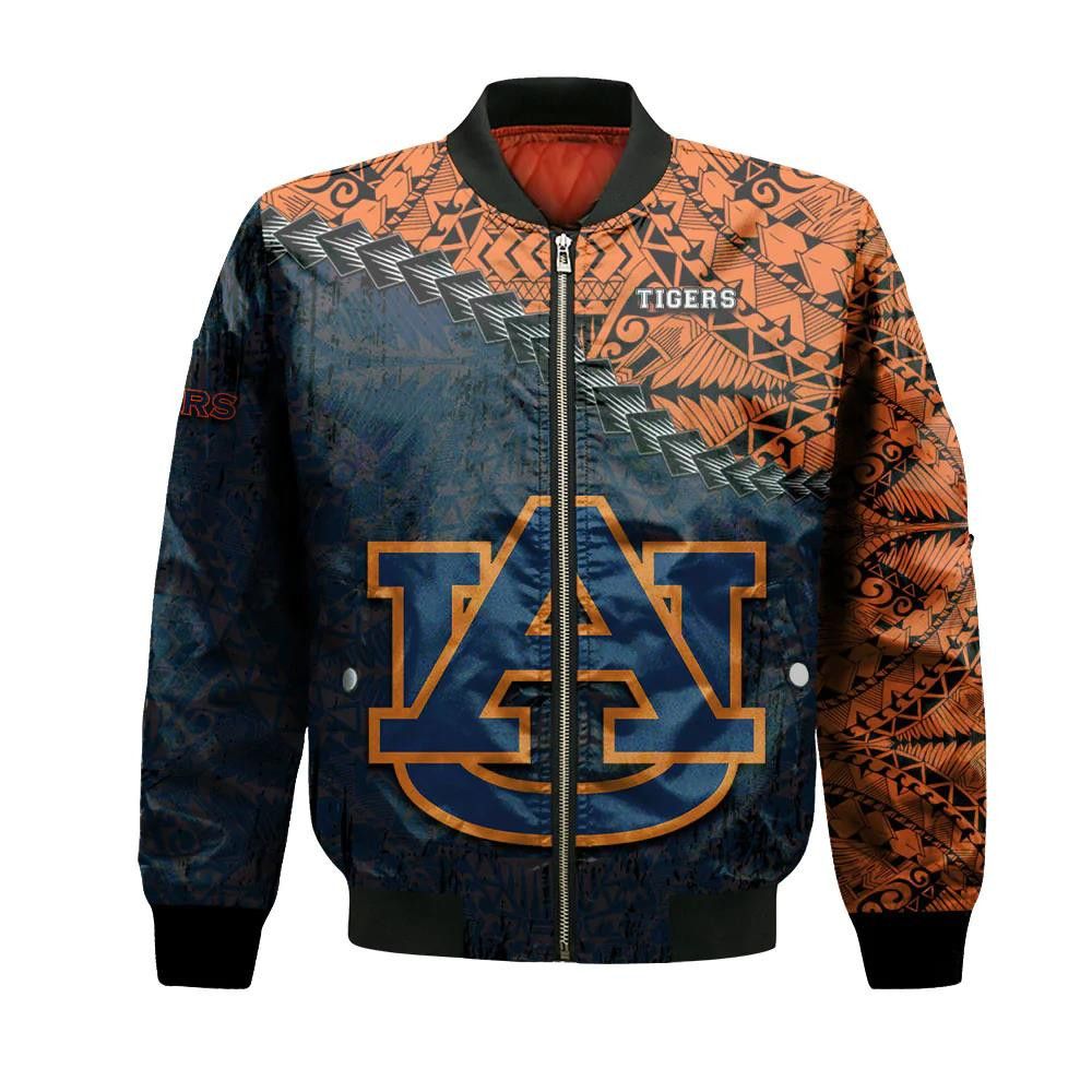 Auburn Tigers Bomber Jacket 3D Printed Grunge Polynesian Tattoo