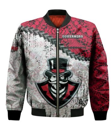 Austin Peay Governors Bomber Jacket 3D Printed Grunge Polynesian Tattoo