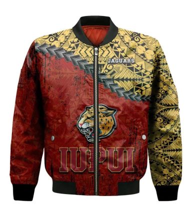 Iupui Jaguars Bomber Jacket 3D Printed Grunge Polynesian Tattoo