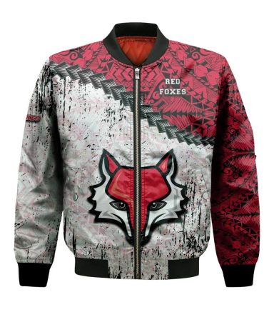 Marist Red Foxes Bomber Jacket 3D Printed Grunge Polynesian Tattoo