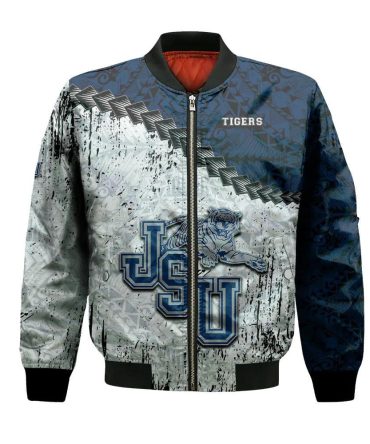 Jackson State Tigers Bomber Jacket 3D Printed Grunge Polynesian Tattoo