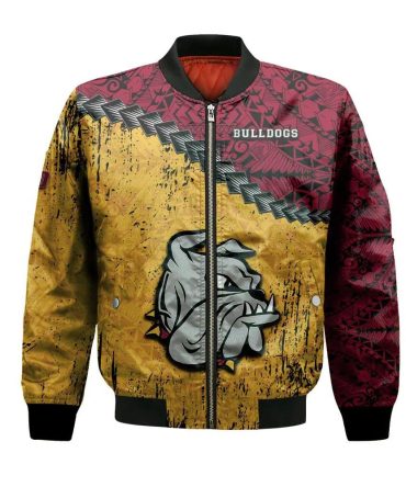 Minnesota-Duluth Bulldogs Bomber Jacket 3D Printed Grunge Polynesian Tattoo