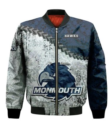 Monmouth Hawks Bomber Jacket 3D Printed Grunge Polynesian Tattoo