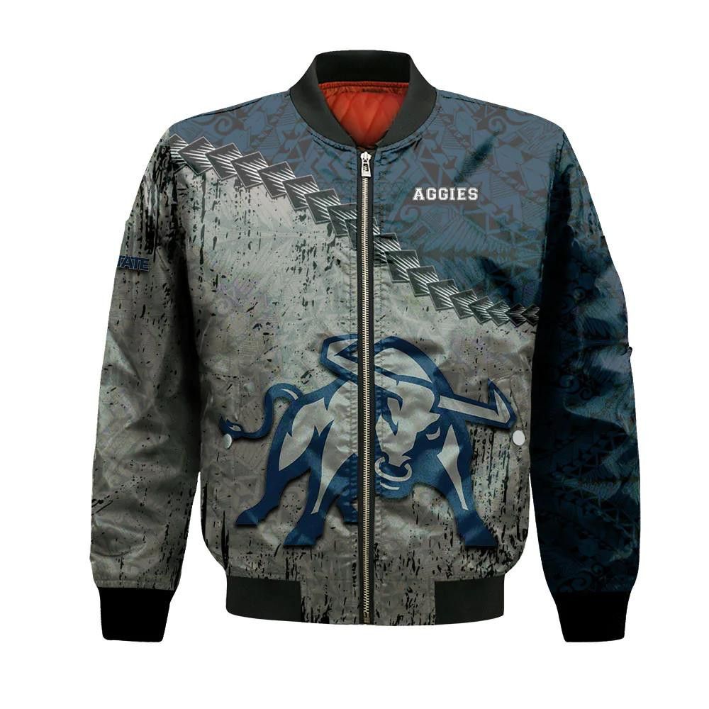 Utah State Aggies Bomber Jacket 3D Printed Grunge Polynesian Tattoo