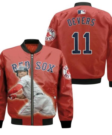 Boston Red Sox Rafael Devers 11 Legend Player Red For Red Sox Fans Bomber Jacket 3D Printed