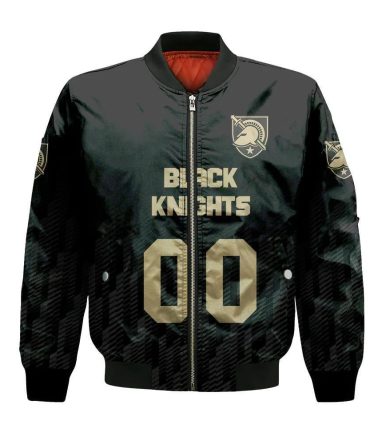 Army Black Knights Bomber Jacket 3D Printed Team Logo Custom Text And Number