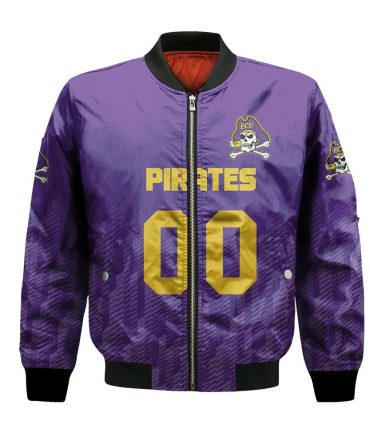 East Carolina Pirates Bomber Jacket 3D Printed Team Logo Custom Text And Number