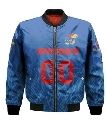 Kansas Jayhawks Bomber Jacket 3D Printed Team Logo Custom Text And Number