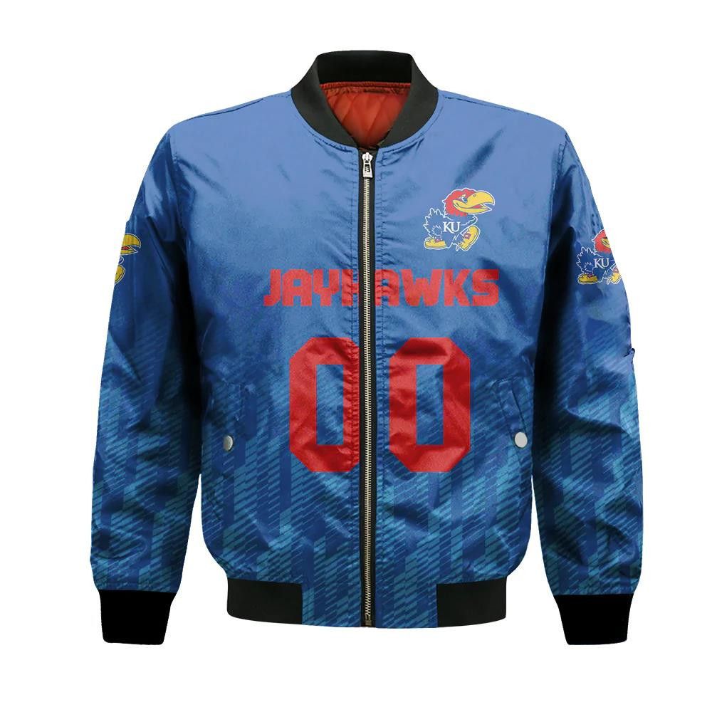 Kansas Jayhawks Bomber Jacket 3D Printed Team Logo Custom Text And Number