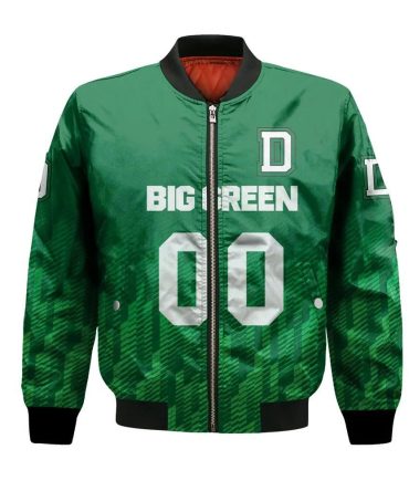 Dartmouth Big Green Bomber Jacket 3D Printed Team Logo Custom Text And Number