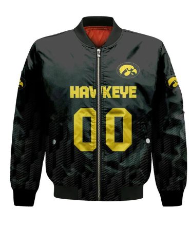 Iowa Hawkeyes Bomber Jacket 3D Printed Team Logo Custom Text And Number