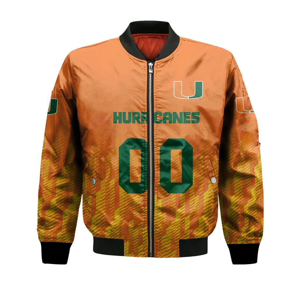 Miami Hurricanes Bomber Jacket 3D Printed Team Logo Custom Text And Number