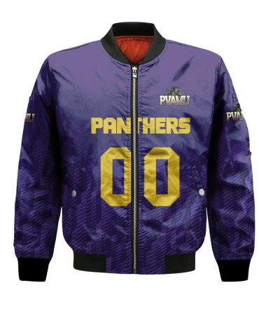 Prairie View A&M Panthers Bomber Jacket 3D Printed Team Logo Custom Text And Number