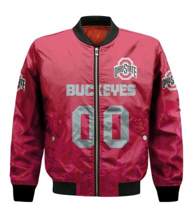 Ohio State Buckeyes Bomber Jacket 3D Printed Team Logo Custom Text And Number