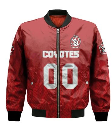 South Dakota Coyotes Bomber Jacket 3D Printed Team Logo Custom Text And Number