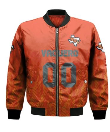 Texas-Rio Grande Valley Vaqueros Bomber Jacket 3D Printed Team Logo Custom Text And Number