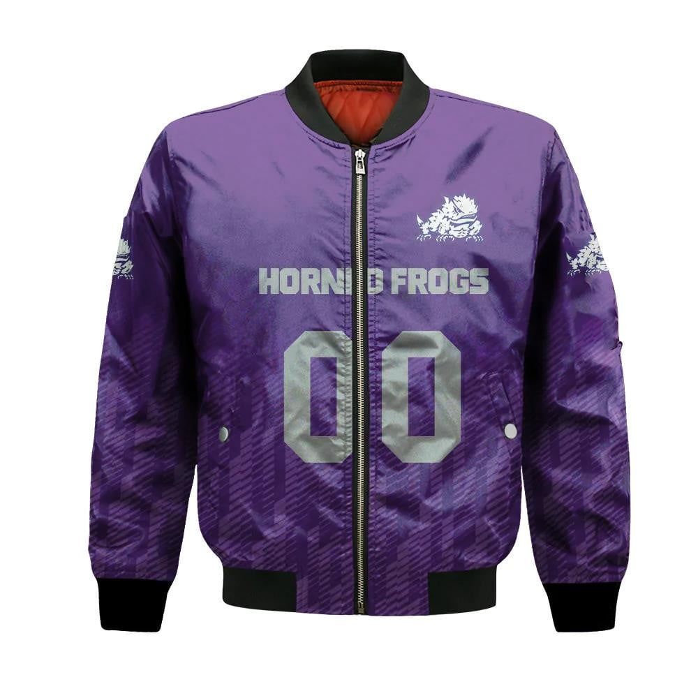 Tcu Horned Frogs Bomber Jacket 3D Printed Team Logo Custom Text And Number