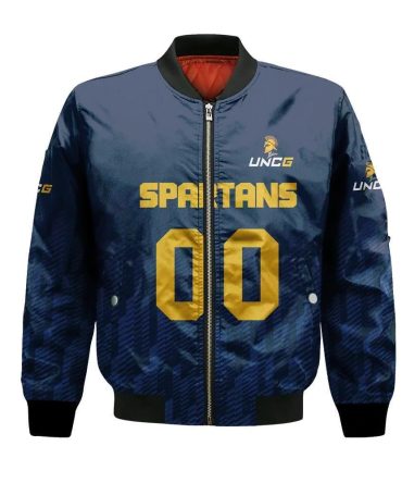 Unc Greensboro Spartans Bomber Jacket 3D Printed Team Logo Custom Text And Number