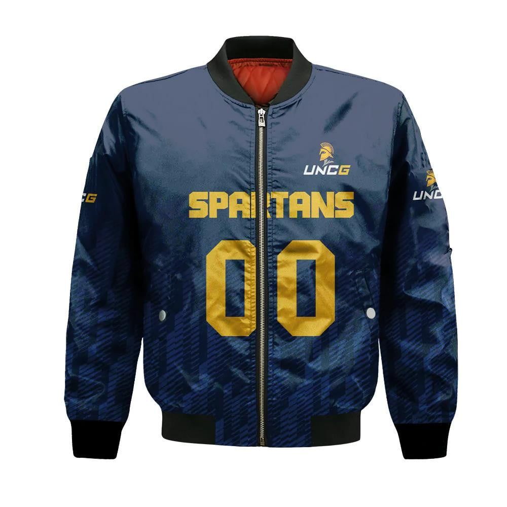 Unc Greensboro Spartans Bomber Jacket 3D Printed Team Logo Custom Text And Number