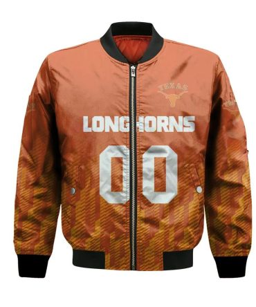 Texas Longhorns Bomber Jacket 3D Printed Team Logo Custom Text And Number