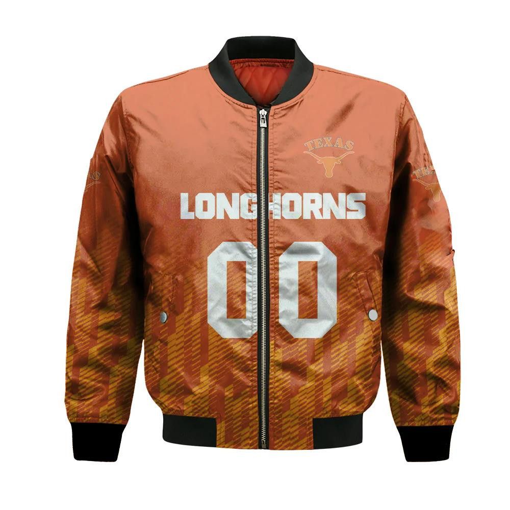 Texas Longhorns Bomber Jacket 3D Printed Team Logo Custom Text And Number