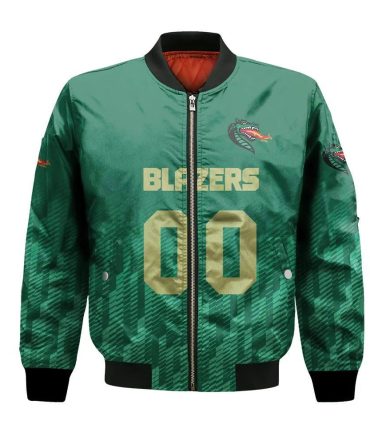 Uab Blazers Bomber Jacket 3D Printed Team Logo Custom Text And Number