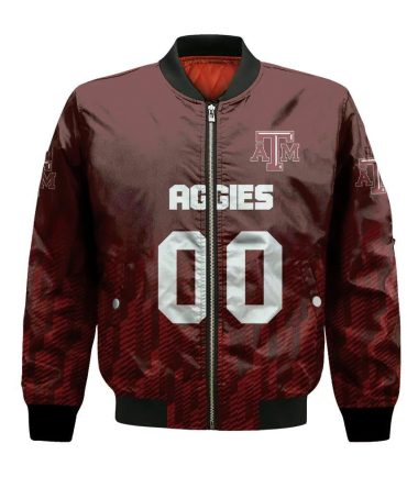 Texas A&M Aggies Bomber Jacket 3D Printed Team Logo Custom Text And Number
