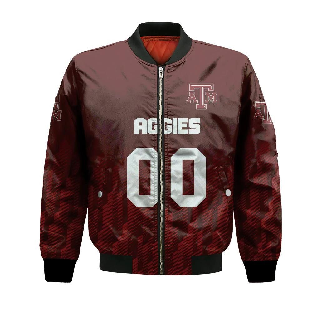 Texas A&M Aggies Bomber Jacket 3D Printed Team Logo Custom Text And Number