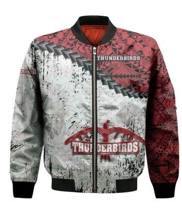 Algoma Thunderbirds Bomber Jacket 3D Printed Grunge Polynesian Tattoo