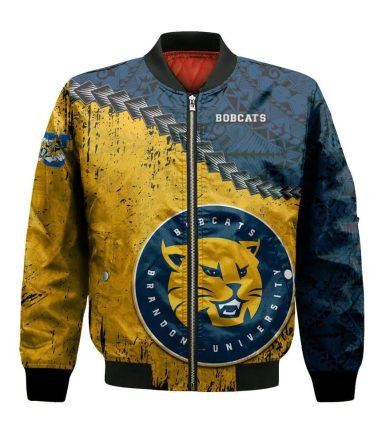 Brandon Bobcats Bomber Jacket 3D Printed Grunge Polynesian Tattoo