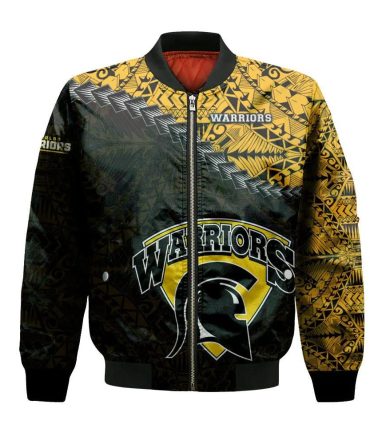 Waterloo Warriors Bomber Jacket 3D Printed Grunge Polynesian Tattoo