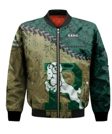 Regina Rams Bomber Jacket 3D Printed Grunge Polynesian Tattoo