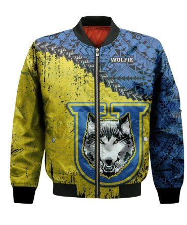 Lakehead Thunderwolves Bomber Jacket 3D Printed Grunge Polynesian Tattoo