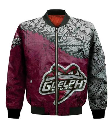 Guelph Storm Bomber Jacket 3D Printed Grunge Polynesian Tattoo