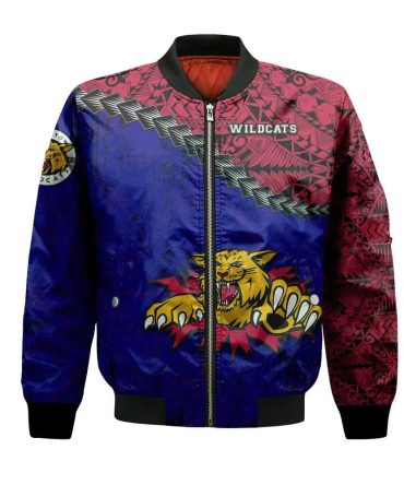 Moncton Wildcats Bomber Jacket 3D Printed Grunge Polynesian Tattoo