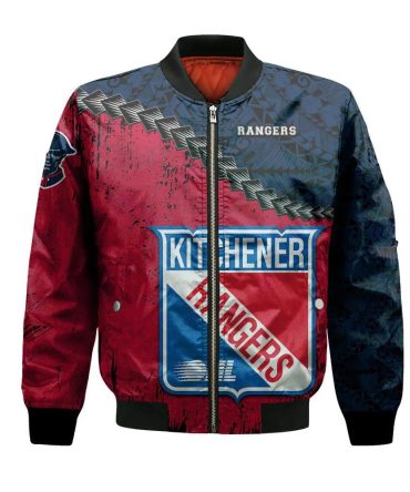 Kitchener Rangers Bomber Jacket 3D Printed Grunge Polynesian Tattoo