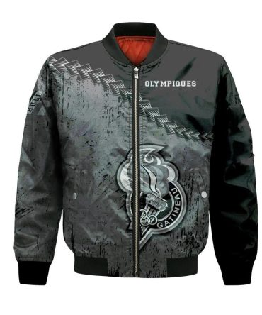 Gatineau Olympiques Bomber Jacket 3D Printed Grunge Polynesian Tattoo