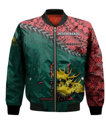 Halifax Mooseheads Bomber Jacket 3D Printed Grunge Polynesian Tattoo