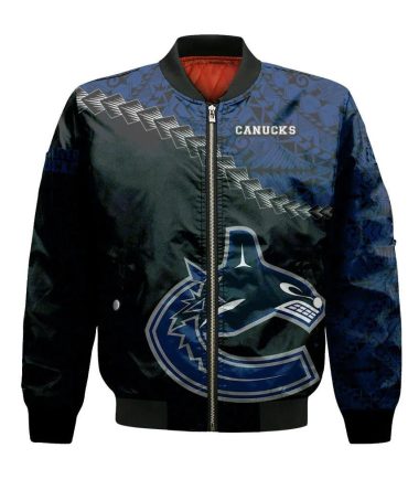 Vancouver Canucks Bomber Jacket 3D Printed Grunge Polynesian Tattoo