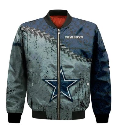 Dallas Cowboys Bomber Jacket 3D Printed Grunge Polynesian Tattoo